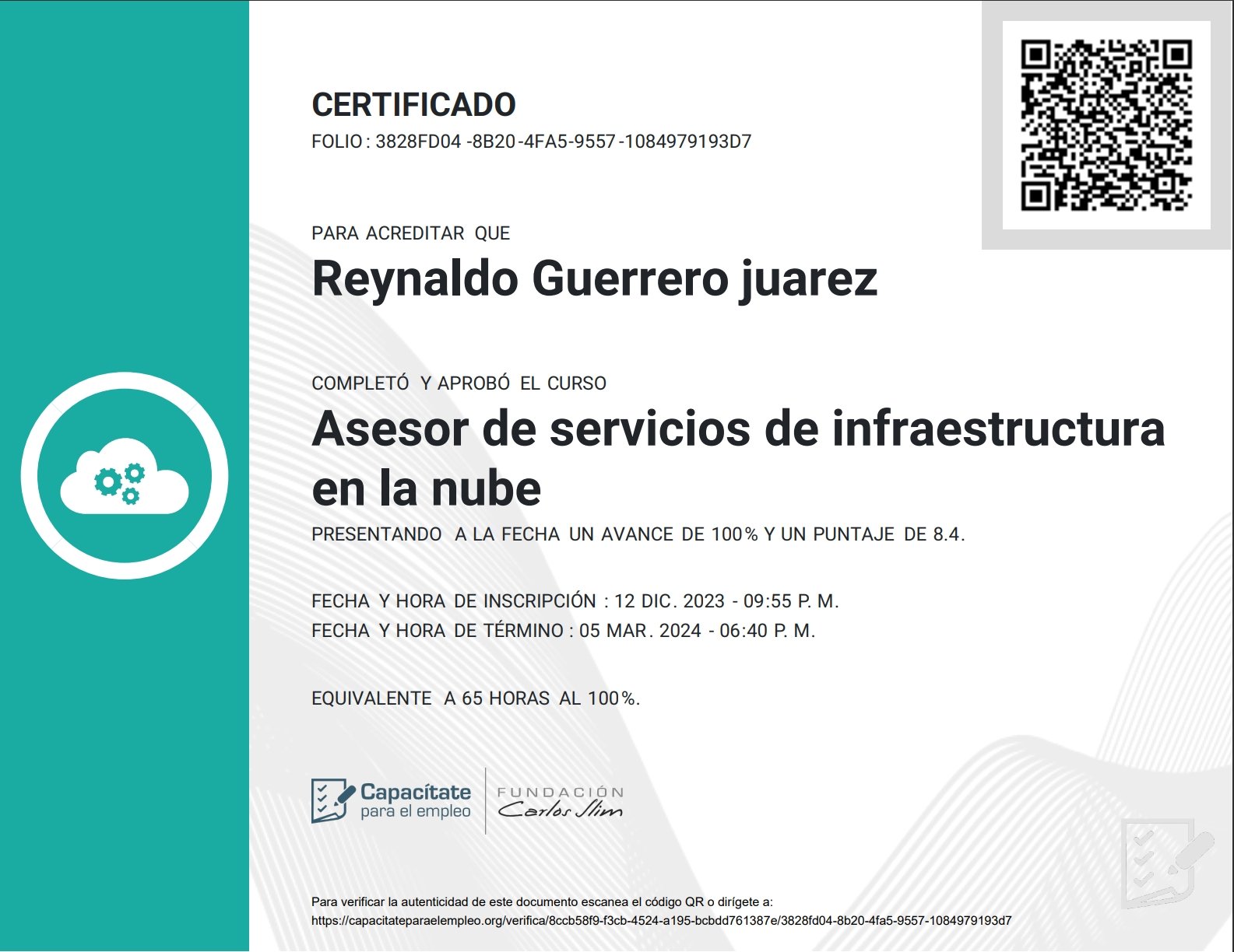 Certificado Asesor de Servicios de Infraestructura en la Nube